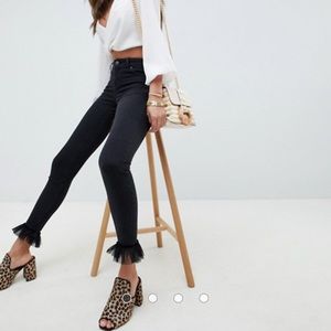 NEW ASOS Black Jeans w/ Tulle Ankles